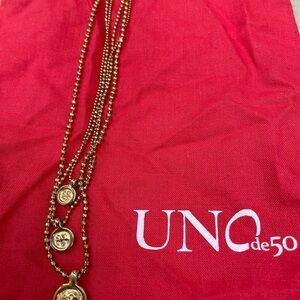 UNO de 50 Gold Triple Pendant Necklace